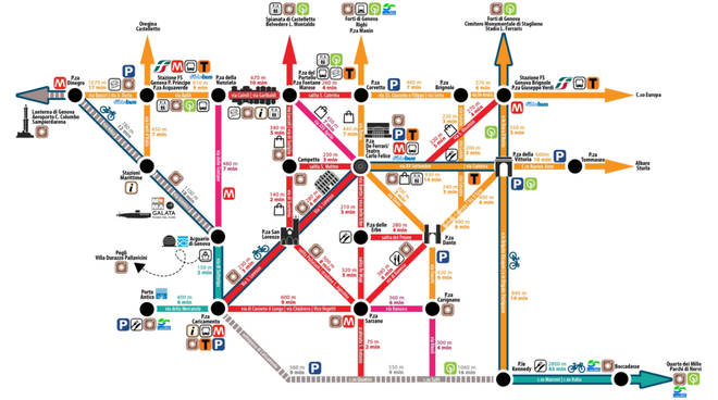 Come muoversi a piedi a Genova risparmiando tempo, ecco le nuove mappe “Metrominuto”